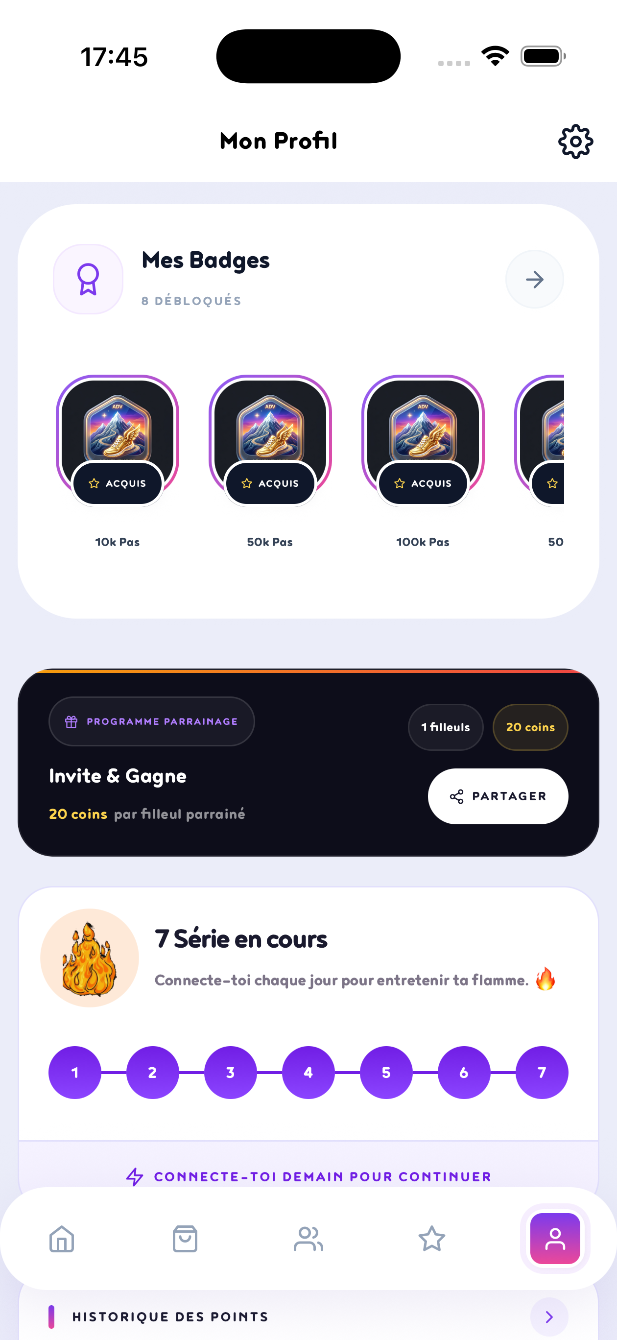 MoneyWalker Profile Screen